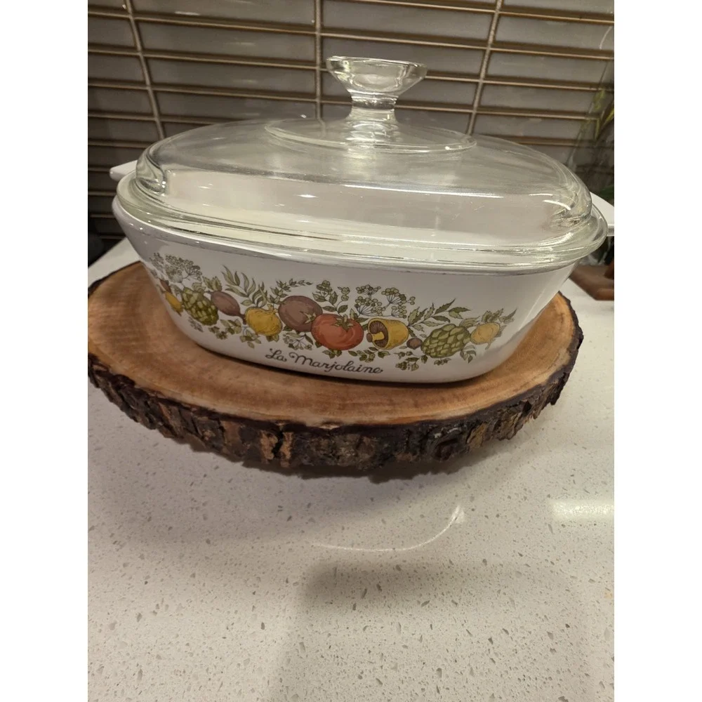 Corning Ware Spice of Life L'Echalote A-8-B Dish w/Clear Pyrex A-9-C Lid 1.4L